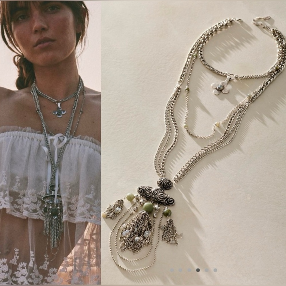 **SOLD**Free People Catriona Layer Silver Necklace NWT $68